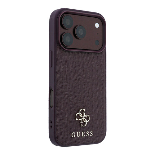 Guess Guess iPhone 18 Pro Max/17 Pro Max Handyhülle MagSafe Saffiano mit kleinem 4G-Logo und klassischem Logo - Bordeaux