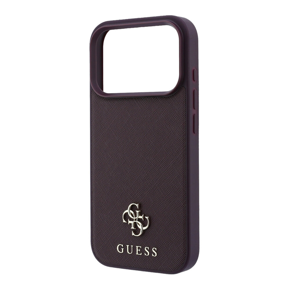 Guess Guess iPhone 18 Pro Max/17 Pro Max Hardcase MagSafe Saffiano met klein 4G-logo en klassiek logo - Bordeaux Guess Guess iPhone 18 Pro Max/17 Pro Max Hardcase MagSafe Saffiano met klein 4G-logo en klassiek logo - Bordeaux