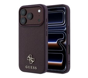 Guess Guess iPhone 18 Pro/17 Pro Hardcase MagSafe Saffiano met klein 4G-logo en klassiek logo - Bordeaux
