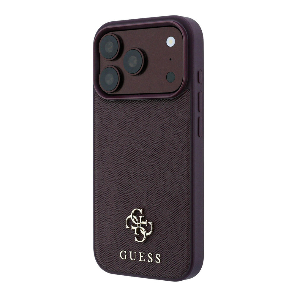 Guess Guess iPhone 18 Pro/17 Pro Hardcase MagSafe Saffiano met klein 4G-logo en klassiek logo - Bordeaux Guess Guess iPhone 18 Pro/17 Pro Hardcase MagSafe Saffiano met klein 4G-logo en klassiek logo - Bordeaux