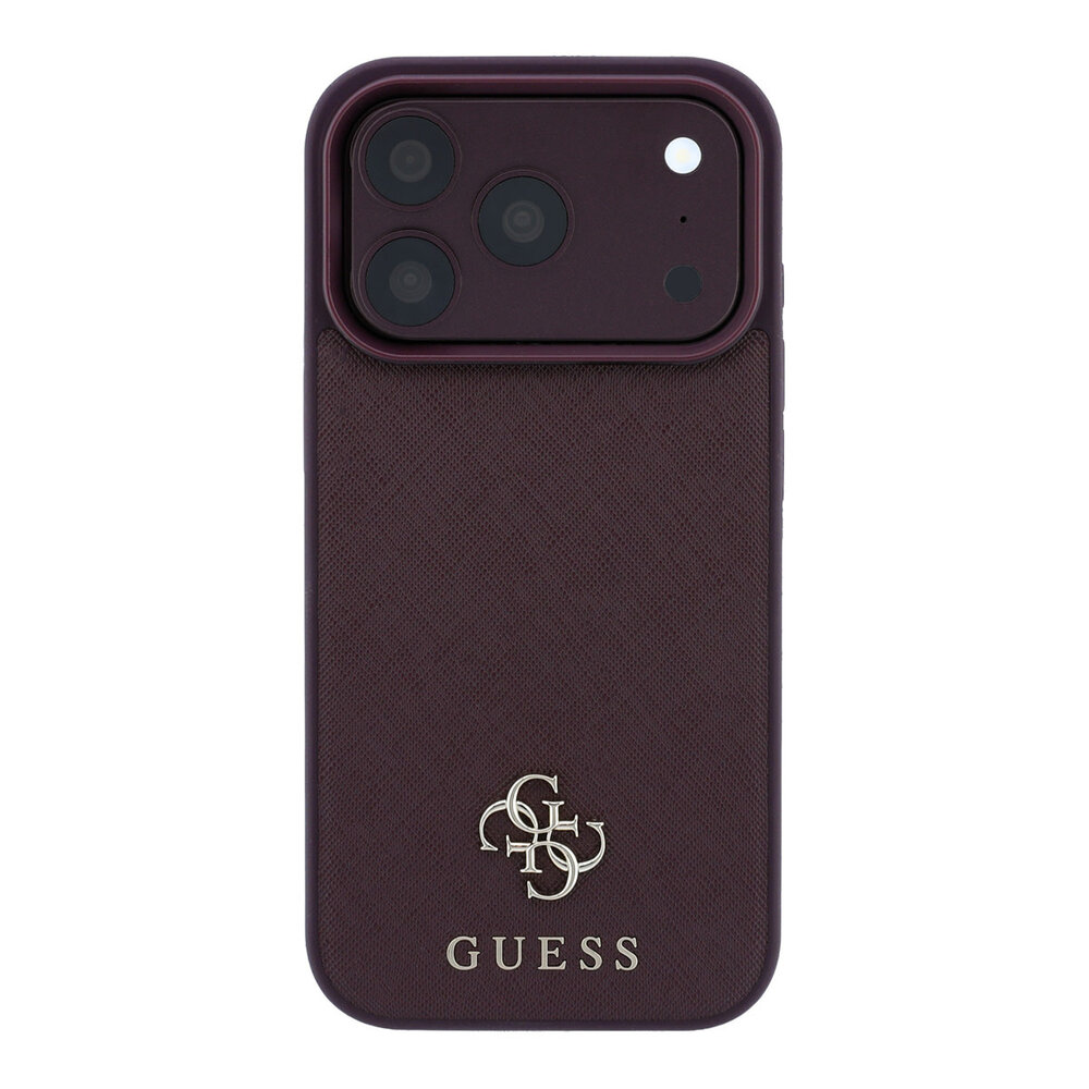 Guess Guess iPhone 18 Pro/17 Pro Hardcase MagSafe Saffiano met klein 4G-logo en klassiek logo - Bordeaux Guess Guess iPhone 18 Pro/17 Pro Hardcase MagSafe Saffiano met klein 4G-logo en klassiek logo - Bordeaux