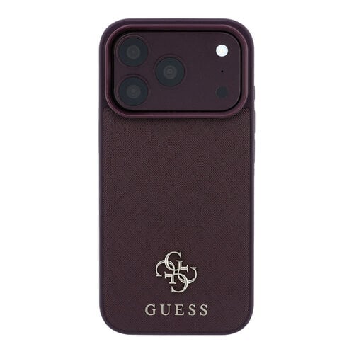 Guess Guess iPhone 18 Pro/17 Pro Hardcase MagSafe Saffiano met klein 4G-logo en klassiek logo - Bordeaux