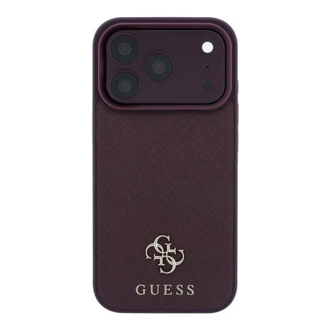 Guess Guess iPhone 18 Pro/17 Pro Hardcase MagSafe Saffiano met klein 4G-logo en klassiek logo - Bordeaux Guess Guess iPhone 18 Pro/17 Pro Hardcase MagSafe Saffiano met klein 4G-logo en klassiek logo - Bordeaux