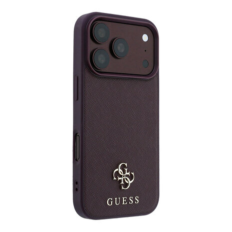 Guess Guess iPhone 18 Pro/17 Pro Hardcase MagSafe Saffiano met klein 4G-logo en klassiek logo - Bordeaux Guess Guess iPhone 18 Pro/17 Pro Hardcase MagSafe Saffiano met klein 4G-logo en klassiek logo - Bordeaux
