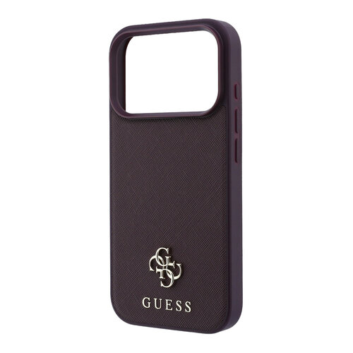 Guess Guess iPhone 18 Pro/17 Pro Handyhülle MagSafe Saffiano mit kleinem 4G-Logo und klassischem Logo - Bordeaux