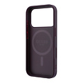 Guess Guess iPhone 18 Pro/17 Pro Coque rigide MagSafe Saffiano avec petit logo 4G et logo classique - Bordeaux