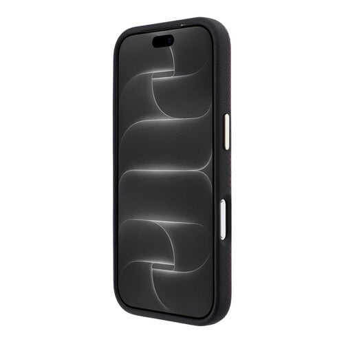 Guess Guess iPhone 18 Pro/17 Pro Hardcase MagSafe PU Kevlar met driehoekig logo - Zwart/Bordeaux