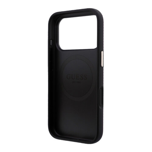Guess Guess iPhone 18 Pro/17 Pro Handyhülle MagSafe PU Kevlar mit dreieckigem Logo - Schwarz/Bordeaux