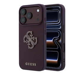 Guess Guess iPhone 18 Pro/17 Pro Hardcase Generfd PU met groot harslogo - Bordeaux