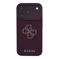 Guess Guess iPhone 18 Pro/iPhone 17 Pro Hartschalenhülle Genarbtes PU Großes Kunstharzlogo - Bordeaux