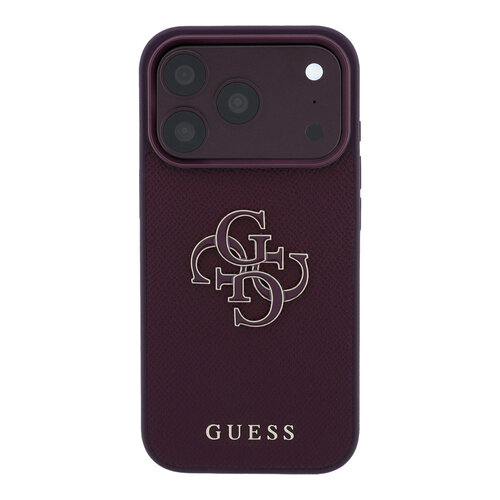 Guess Guess iPhone 18 Pro/17 Pro Handyhülle Genarbtes PU mit großem Harzlogo - Bordeaux