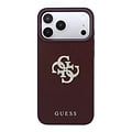 Guess Guess iPhone 18 Pro/iPhone 17 Pro Hardcasehoesje Glad PU Groot strasslogo - Bordeaux