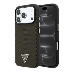 Guess iPhone 18 Pro/17 Pro Handyhülle MagSafe PU Kevlar mit dreieckigem Logo - Braun