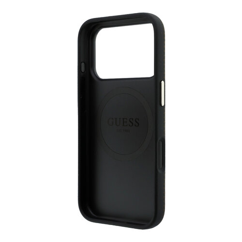 Guess Guess iPhone 18 Pro/17 Pro Hardcase MagSafe PU Kevlar met driehoekig logo - Bruin