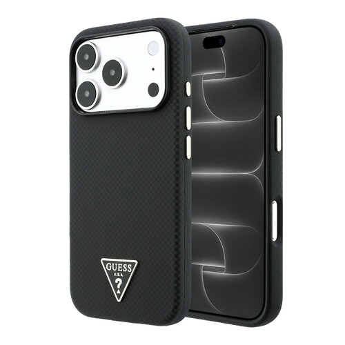 Guess Guess iPhone 18 Pro Max/17 Pro Max Hard Case MagSafe PU Kevlar with Triangle Logo - Black