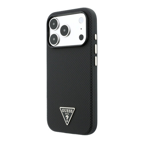 Guess Guess iPhone 18 Pro Max/17 Pro Max Handyhülle MagSafe PU Kevlar mit dreieckigem Logo - Schwarz