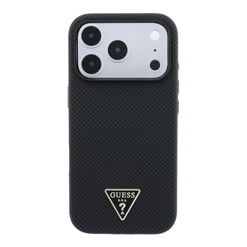 Guess Guess iPhone 18 Pro Max/17 Pro Max Hardcase MagSafe PU Kevlar met driehoekig logo - Zwart
