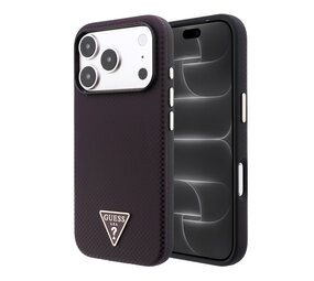 Guess Guess iPhone 18 Pro Max/17 Pro Max Hardcase MagSafe PU Kevlar met driehoekig logo - Bordeaux/Zwart