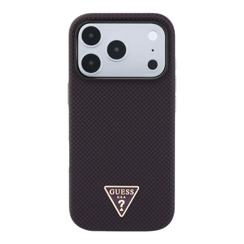 Guess Guess iPhone 18 Pro Max/17 Pro Max Hard Case MagSafe PU Kevlar with Triangle Logo - Burgundy/Black