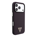 Guess Guess iPhone 18 Pro Max/17 Pro Max Coque rigide MagSafe PU Kevlar avec logo triangulaire - Bordeaux/Noir
