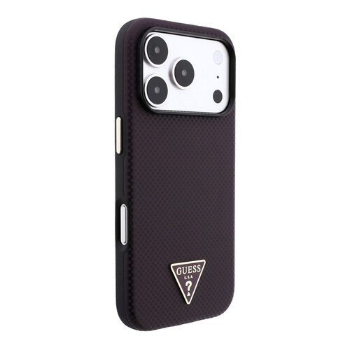 Guess Guess iPhone 18 Pro Max/17 Pro Max Handyhülle MagSafe PU Kevlar mit dreieckigem Logo - Bordeaux/Schwarz