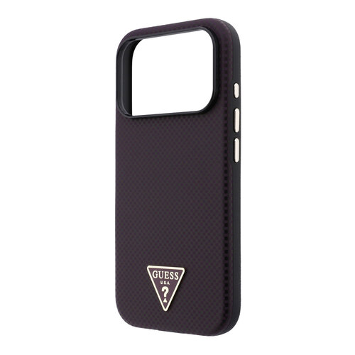 Guess Guess iPhone 18 Pro Max/17 Pro Max Hardcase MagSafe PU Kevlar met driehoekig logo - Bordeaux/Zwart