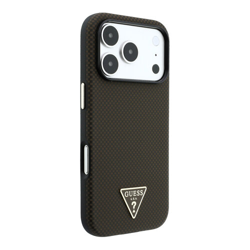 Guess Guess iPhone 18 Pro Max/17 Pro Max Handyhülle MagSafe PU Kevlar mit dreieckigem Logo - Schwarz/Braun