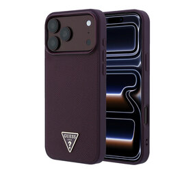 Guess Guess iPhone 18 Pro Max/17 Pro Max Hardcase MagSafe met generfde afwerking en driehoekig logo - Bordeaux