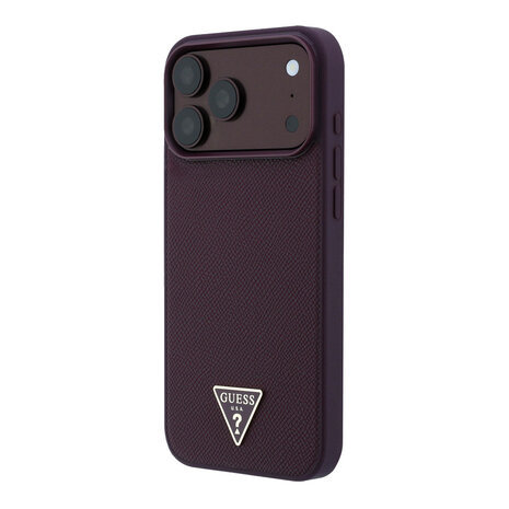 Guess Guess iPhone 18 Pro Max/17 Pro Max Hardcase MagSafe met generfde afwerking en driehoekig logo - Bordeaux Guess Guess iPhone 18 Pro Max/17 Pro Max Hardcase MagSafe met generfde afwerking en driehoekig logo - Bordeaux