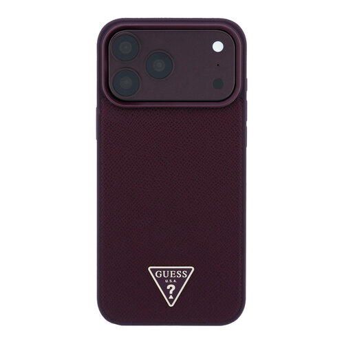 Guess Guess iPhone 18 Pro Max/17 Pro Max Coque rigide MagSafe avec finition grainée et logo triangulaire - Bordeaux