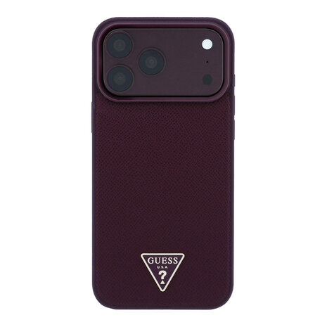 Guess Guess iPhone 18 Pro Max/17 Pro Max Hardcase MagSafe met generfde afwerking en driehoekig logo - Bordeaux Guess Guess iPhone 18 Pro Max/17 Pro Max Hardcase MagSafe met generfde afwerking en driehoekig logo - Bordeaux