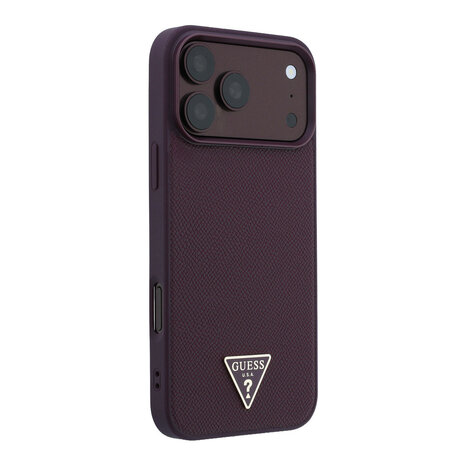 Guess Guess iPhone 18 Pro Max/17 Pro Max Hardcase MagSafe met generfde afwerking en driehoekig logo - Bordeaux Guess Guess iPhone 18 Pro Max/17 Pro Max Hardcase MagSafe met generfde afwerking en driehoekig logo - Bordeaux