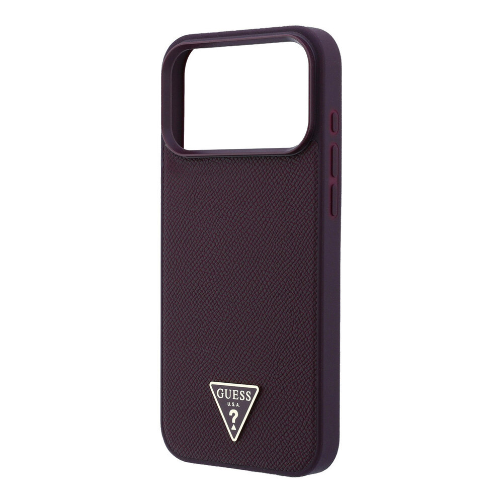 Guess Guess iPhone 18 Pro Max/17 Pro Max Hardcase MagSafe met generfde afwerking en driehoekig logo - Bordeaux Guess Guess iPhone 18 Pro Max/17 Pro Max Hardcase MagSafe met generfde afwerking en driehoekig logo - Bordeaux