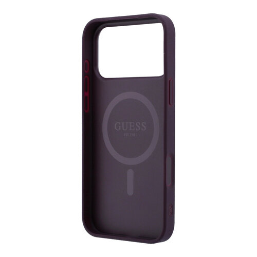 Guess Guess iPhone 18 Pro Max/17 Pro Max Handyhülle MagSafe mit genarbter Oberfläche und dreieckigem Logo - Bordeaux
