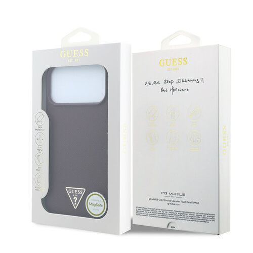 Guess Guess iPhone 18 Pro Max/17 Pro Max Coque rigide MagSafe avec finition grainée et logo triangulaire - Bordeaux