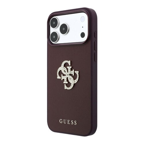 Guess Guess iPhone 18 Pro Max/iPhone 17 Pro Max Hardcasehoesje Glad PU Groot strasslogo - Bordeaux