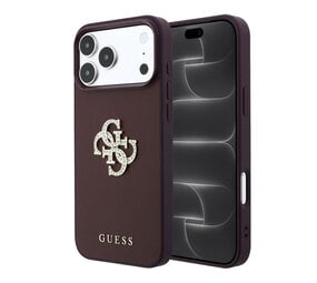 Guess Guess iPhone 18 Pro Max/17 Pro Max Hard Case Smooth PU with Large Rhinestone Logo - Burgundy