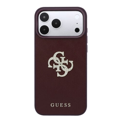 Guess Guess iPhone 18 Pro Max/iPhone 17 Pro Max Hardcasehoesje Glad PU Groot strasslogo - Bordeaux