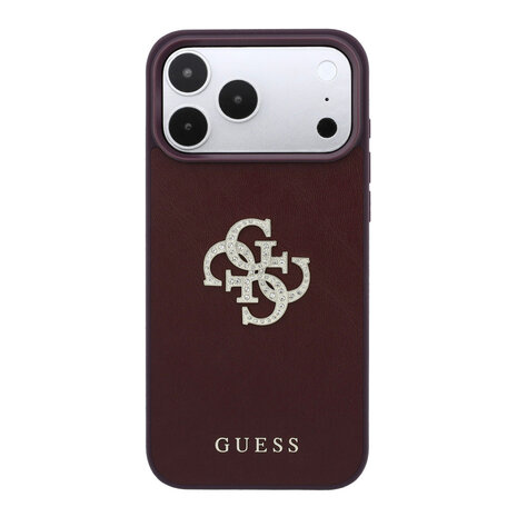 Guess Guess iPhone 18 Pro Max/17 Pro Max Handyhülle Glattes PU mit großem Strasslogo - Bordeaux