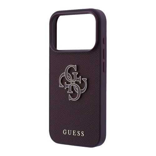 Guess Guess iPhone 18 Pro/17 Pro Hard Case Grained PU with Large Resin Logo - Burgundy