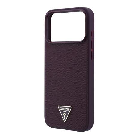 Guess Guess iPhone 18 Pro Max/17 Pro Max Hardcase MagSafe met generfde afwerking en driehoekig logo - Bordeaux Guess Guess iPhone 18 Pro Max/17 Pro Max Hardcase MagSafe met generfde afwerking en driehoekig logo - Bordeaux