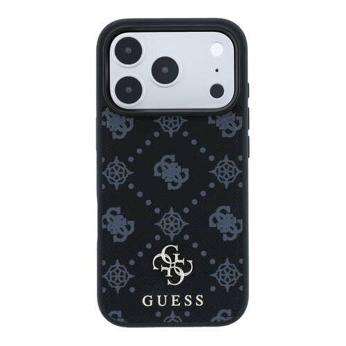 Guess Guess iPhone 18 Pro/iPhone 17 Pro Hardcasehoesje MagSafe Peony klein 4G-logo - Zwart