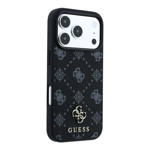 Guess Guess iPhone 18 Pro/iPhone 17 Pro Hardcasehoesje MagSafe Peony klein 4G-logo - Zwart
