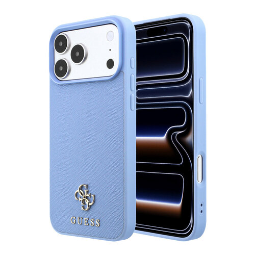 Guess Guess iPhone 18 Pro Max/iPhone 17 Pro Max Coque rigide MagSafe Saffiano petit logo 4G logo classique - Bleu
