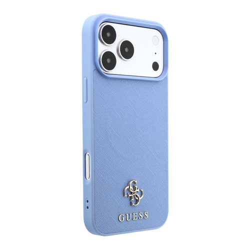Guess Guess iPhone 18 Pro Max/iPhone 17 Pro Max Coque rigide MagSafe Saffiano petit logo 4G logo classique - Bleu