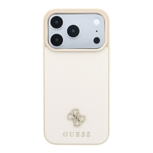 Guess Guess iPhone 18 Pro Max/iPhone 17 Pro Max Coque rigide MagSafe Saffiano petit logo 4G logo classique - Beige