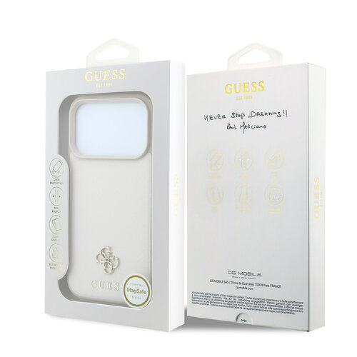 Guess Guess iPhone 18 Pro Max/iPhone 17 Pro Max Coque rigide MagSafe Saffiano petit logo 4G logo classique - Beige