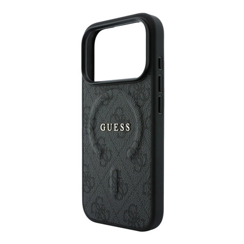 Guess Guess iPhone 18 Pro Max/iPhone 17 Pro Max Hardcasehoesje MagSafe PU 4G-reliëf klassiek logo - Zwart