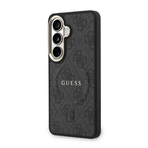 Guess Guess Samsung Galaxy S26 Plus Backcover hoesje PU-kunstleer 4G-patroon goudkleurige rand magnetisch - Zwart