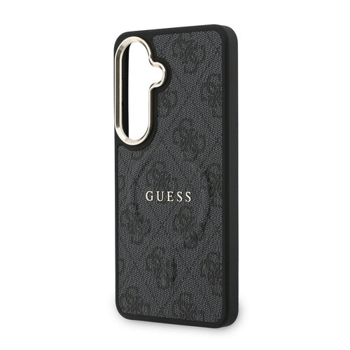 Guess Guess Samsung Galaxy S26 Plus Backcover hoesje PU-kunstleer 4G-patroon goudkleurige rand magnetisch - Zwart